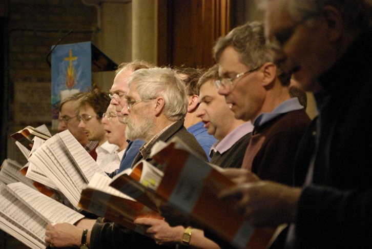 Tenors and Basses rehearsing
